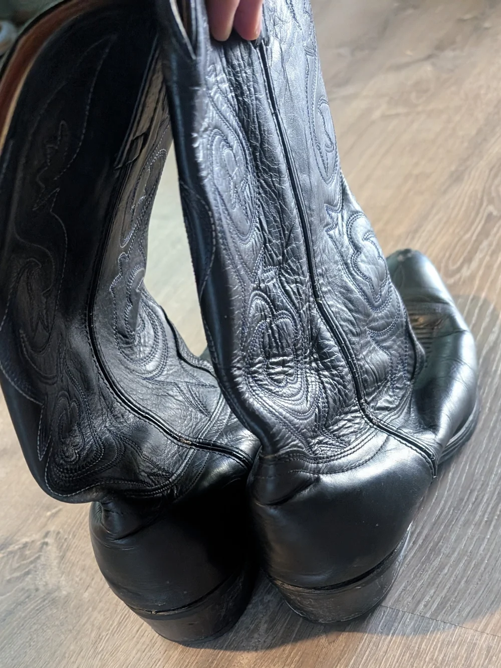 Black Embroidered Heeled Boots